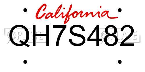 QH7S482 California License Plate