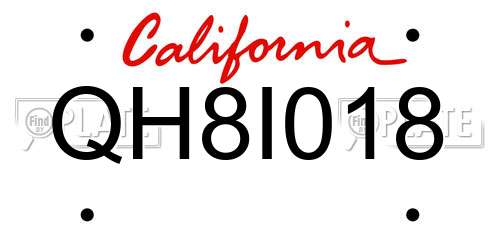 QH8I018 California License Plate