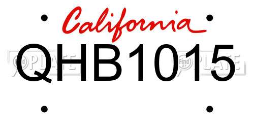 QHB1015 California License Plate