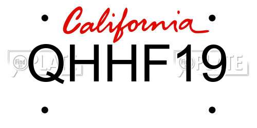 QHHF19 California License Plate