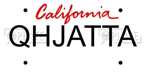 QHJATTA California License Plate