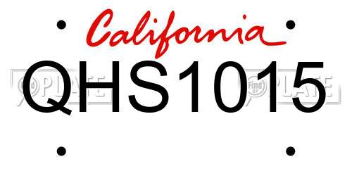 QHS1015 California License Plate