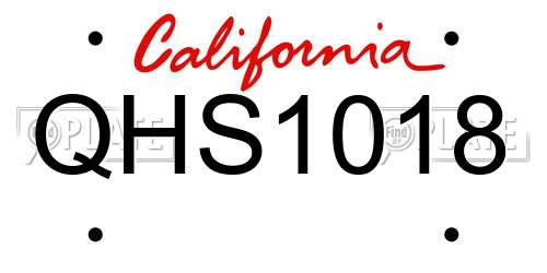 QHS1018 California License Plate