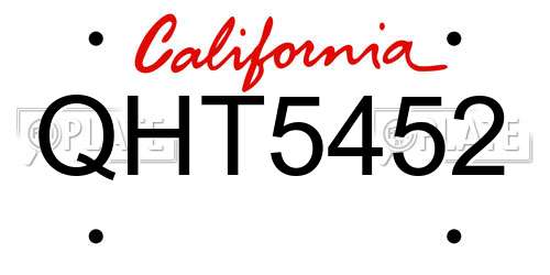 QHT5452 California License Plate