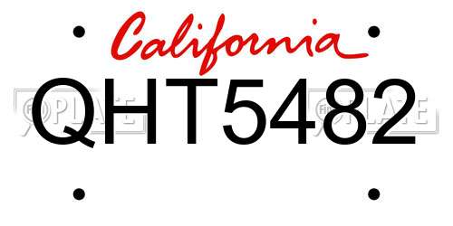 QHT5482 California License Plate