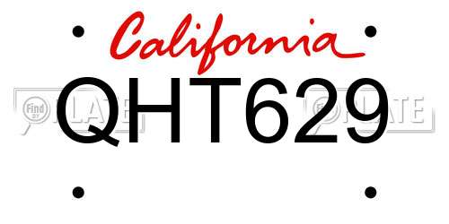 QHT629 California License Plate
