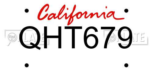 QHT679 California License Plate