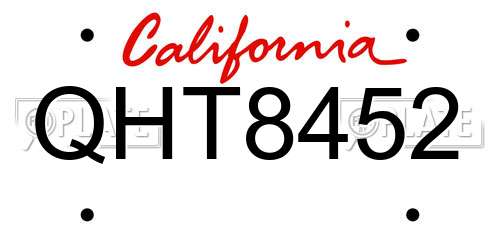 QHT8452 California License Plate