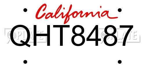 QHT8487 California License Plate