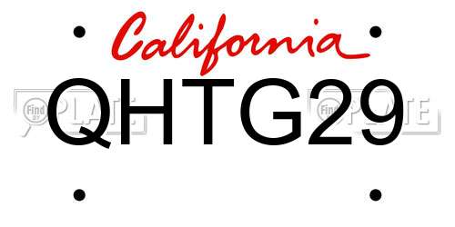 QHTG29 California License Plate