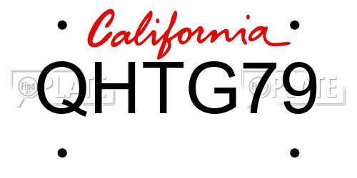QHTG79 California License Plate