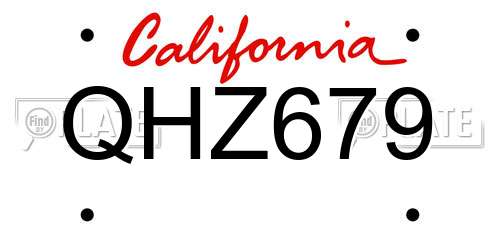 QHZ679 California License Plate
