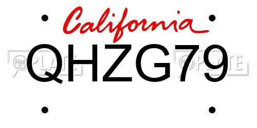 QHZG79 California License Plate