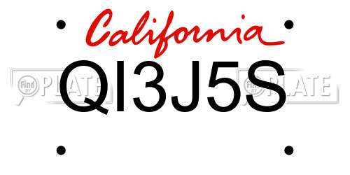 QI3J5S California License Plate
