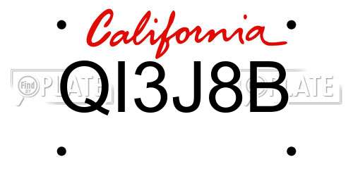 QI3J8B California License Plate