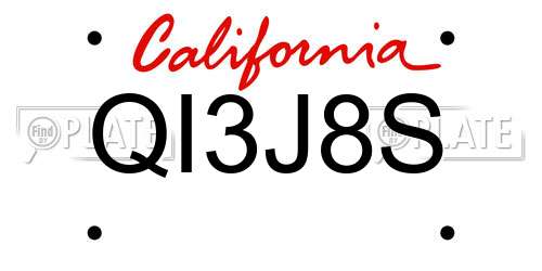 QI3J8S California License Plate