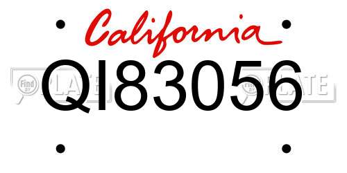 QI83056 California License Plate