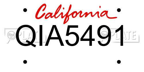 QIA5491 California License Plate