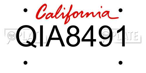 QIA8491 California License Plate