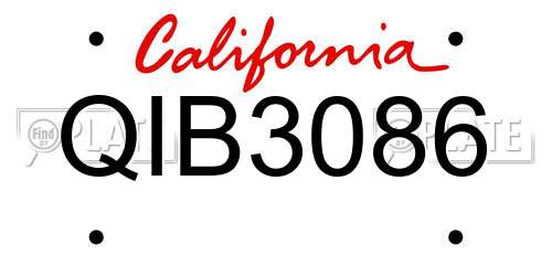 QIB3086 California License Plate