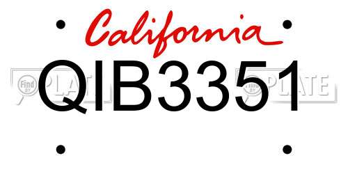QIB3351 California License Plate