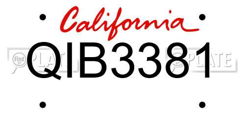 QIB3381 California License Plate