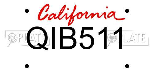 QIB511 California License Plate