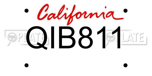 QIB811 California License Plate