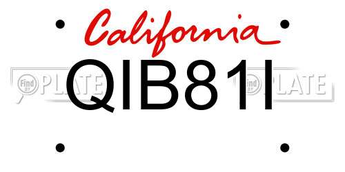 QIB81I California License Plate