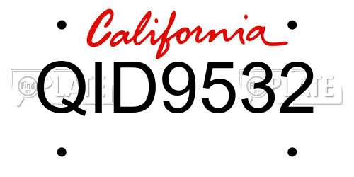 QID9532 California License Plate