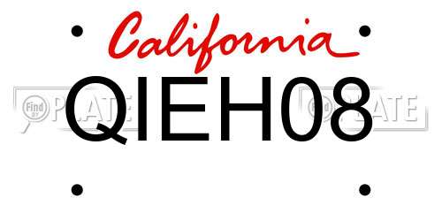 QIEH08 California License Plate