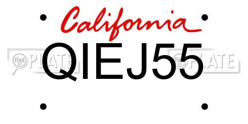QIEJ55 California License Plate