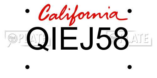 QIEJ58 California License Plate