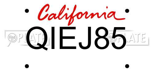 QIEJ85 California License Plate
