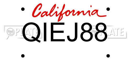 QIEJ88 California License Plate
