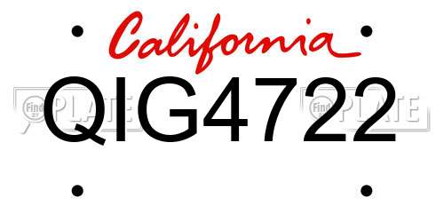 QIG4722 California License Plate