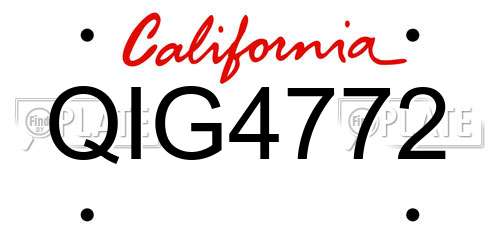 QIG4772 California License Plate