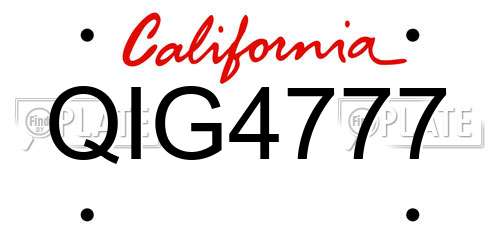 QIG4777 California License Plate