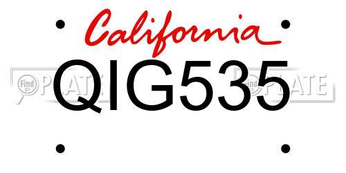 QIG535 California License Plate