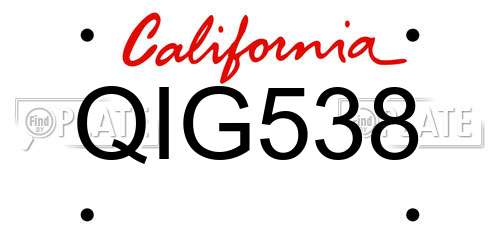 QIG538 California License Plate
