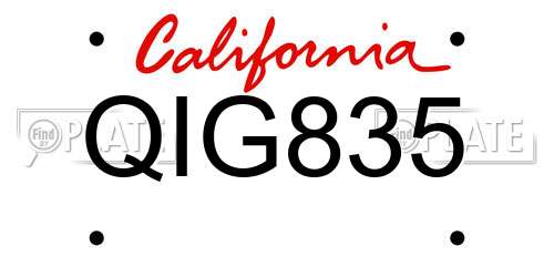QIG835 California License Plate