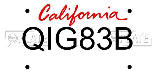 QIG83B California License Plate