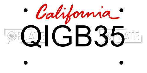QIGB35 California License Plate
