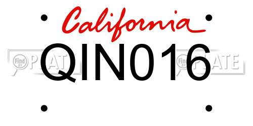 QIN016 California License Plate