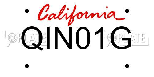 QIN01G California License Plate