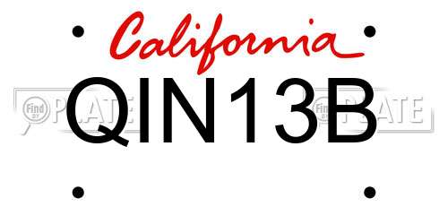 QIN13B California License Plate