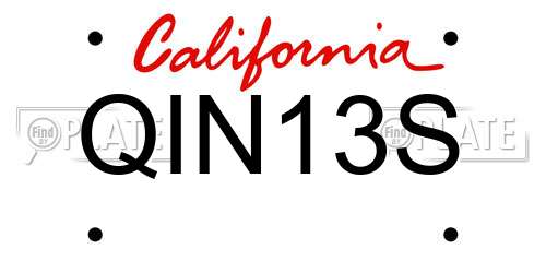 QIN13S California License Plate