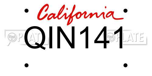 QIN141 California License Plate