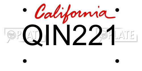 QIN221 California License Plate