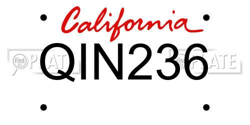 QIN236 California License Plate